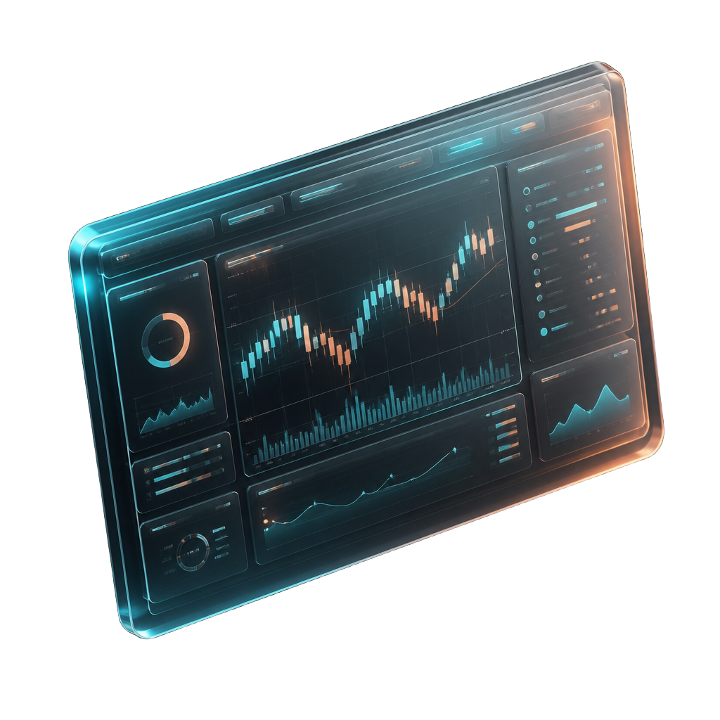 Transparente Darstellung einer Handelsoberfläche als Symbol für die Glacier Markets Plattformanalyse